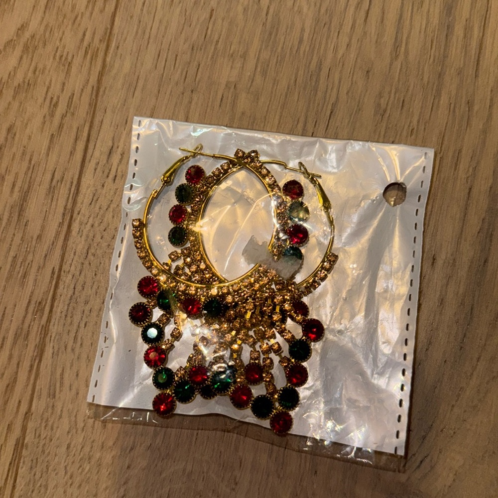 rhinestone drop hoops